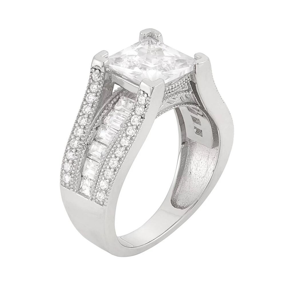 Sterling Silver Stamped 925 Cubic Zirconia size 6 Wedding Ring ~ NEW